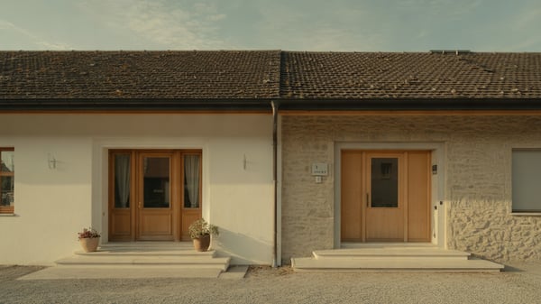 Haus mit zwei getrennten Eingangstüren unter einem Dach