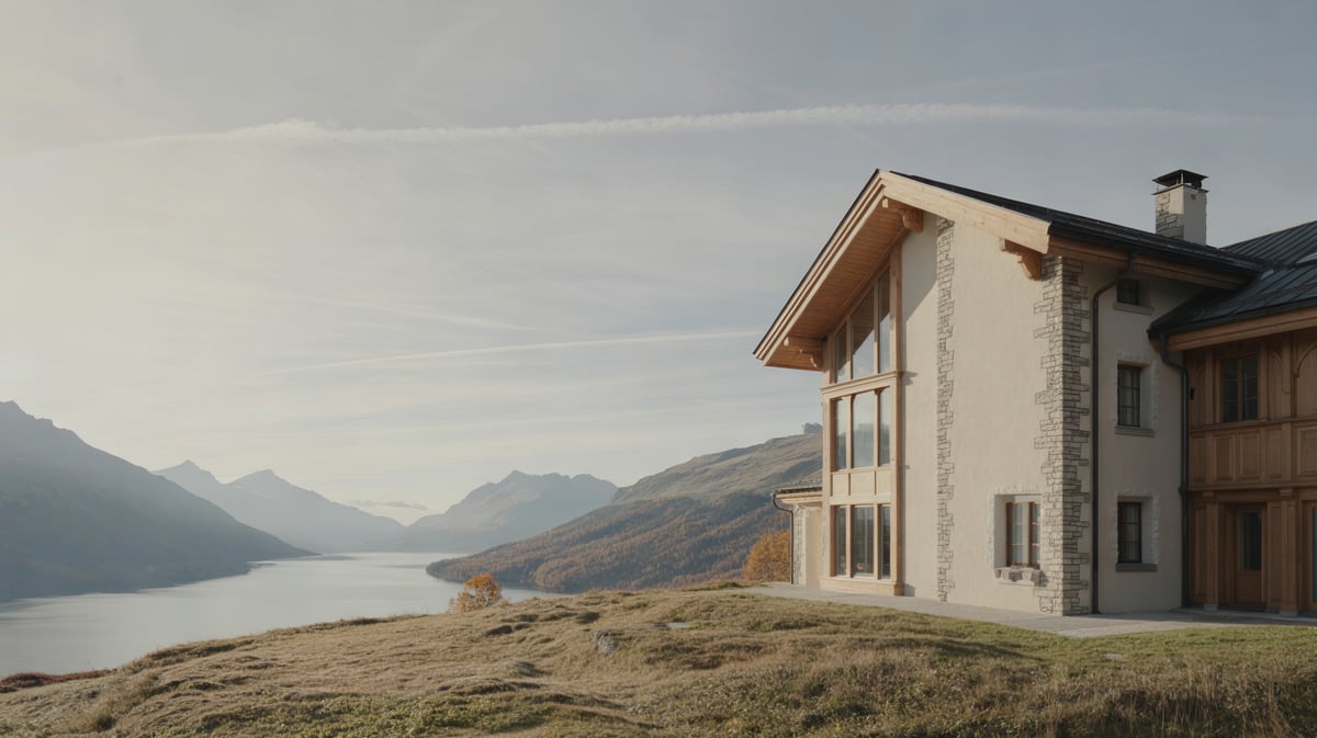 Image d'illustration : résidence en pierre et mélèze au-dessus de Saint-Moritz