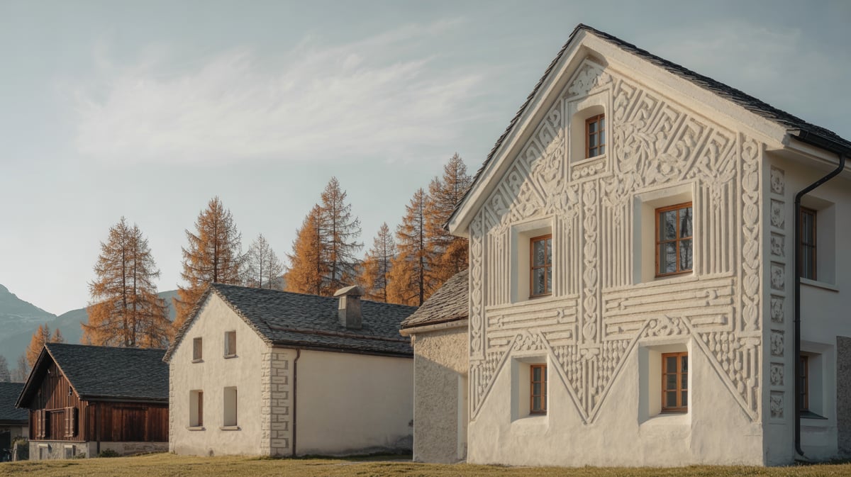 Image d'illustration : maison engadinoise historique à façade en sgraffite