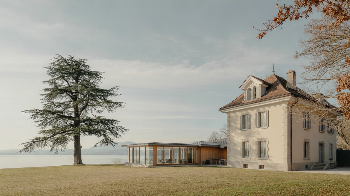 Symbolbild: Heritage-Villa mit modernem Gartenpavillon in Cologny